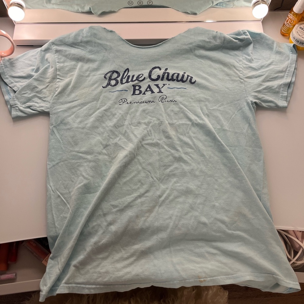 blue chain bay off the shoulder summer tee